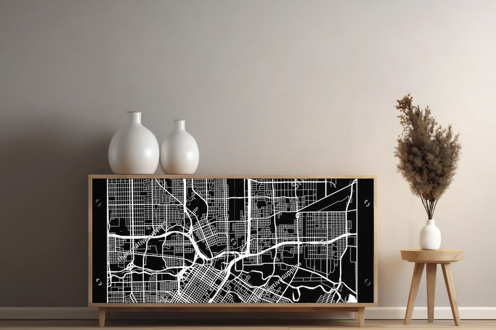 Elegancka mapa Houston w monochromatycznych barwach