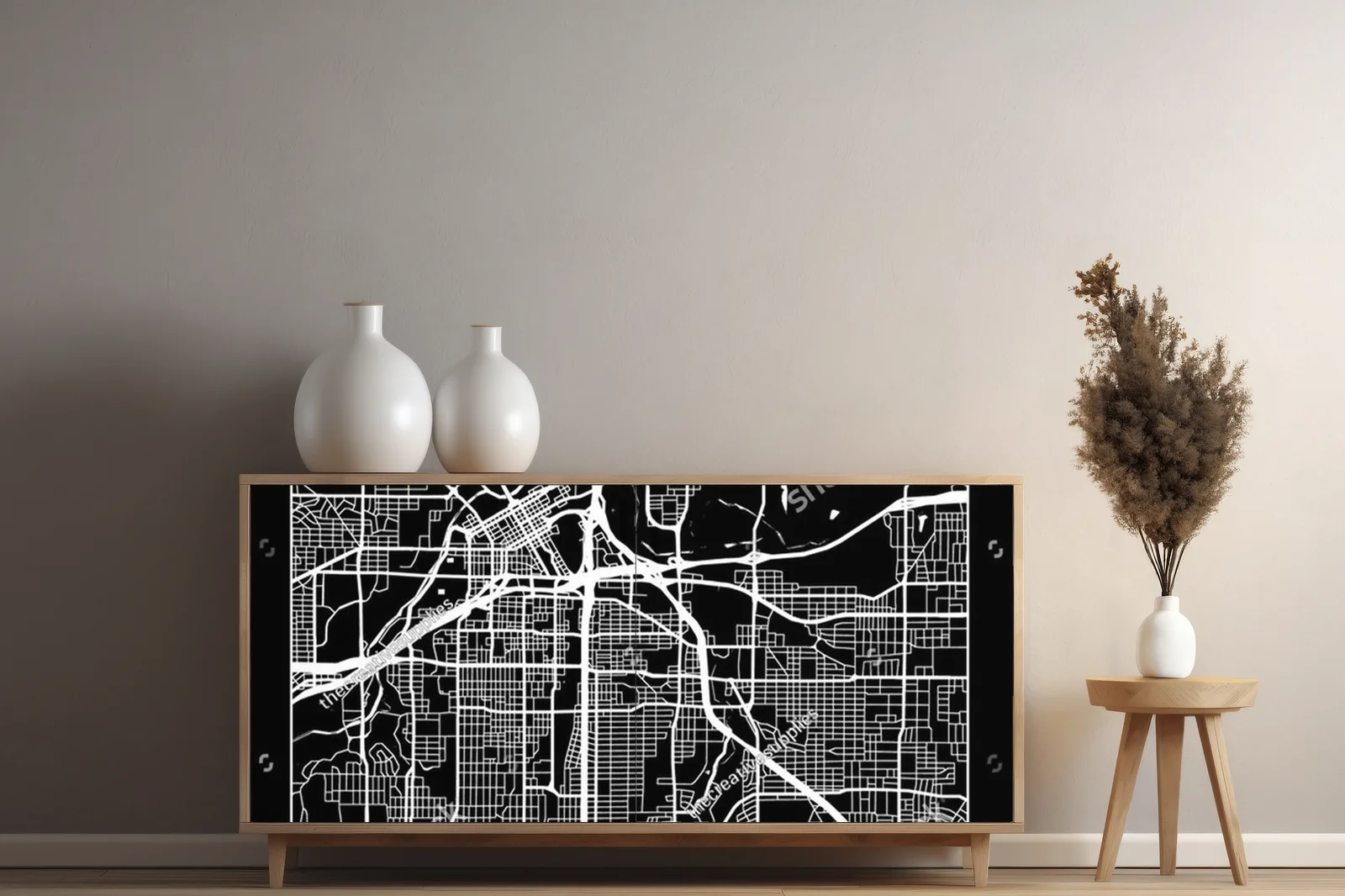 Elegancka mapa Fort Worth w monochromatycznych odcieniach