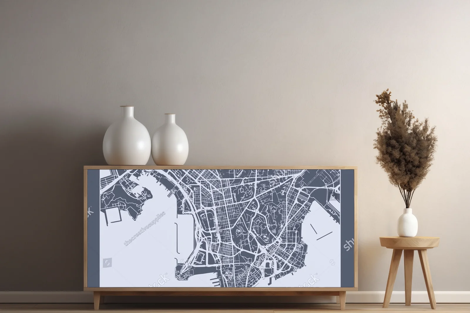 Elegancka mapa Hong Kongu w stonowanych barwach