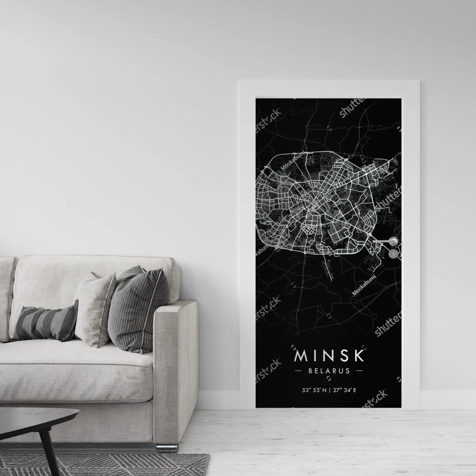Czarująca mapa Mińska w eleganckiej ciemnej tonacji