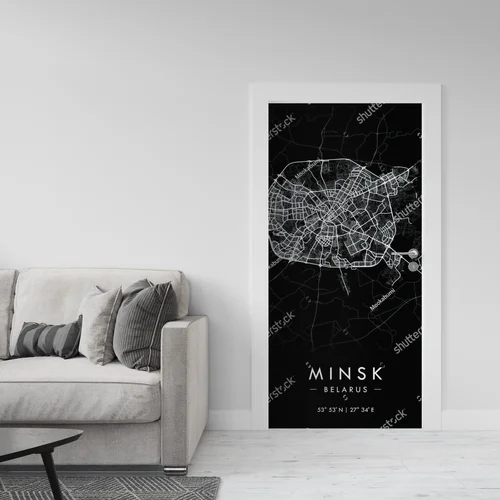 Czarująca mapa Mińska w eleganckiej ciemnej tonacji