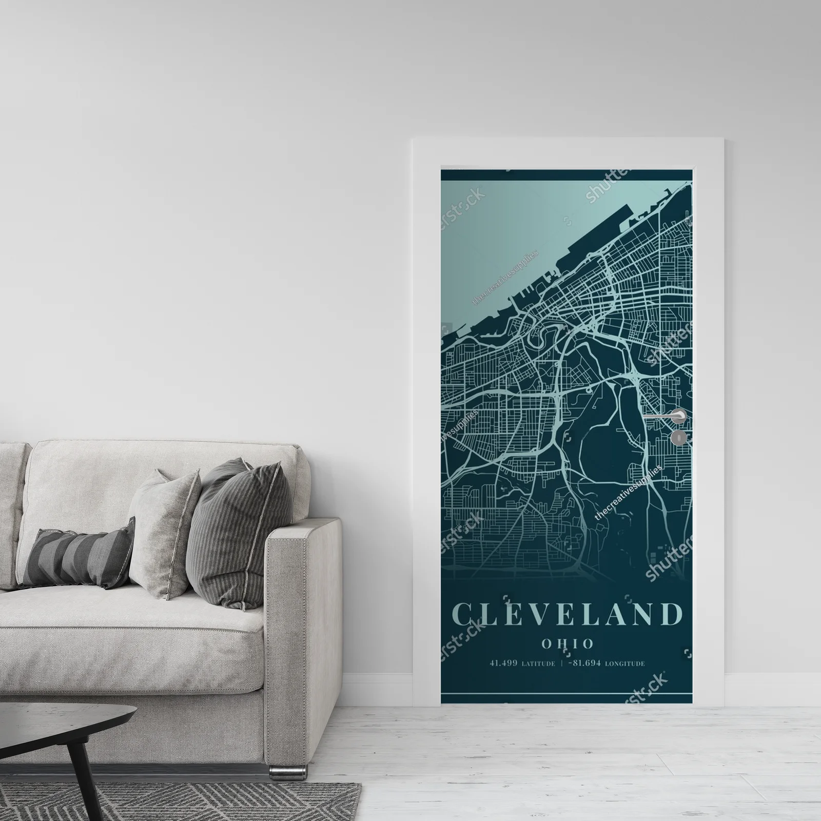 Cleveland w odcieniach cyjanu - mapa miasta
