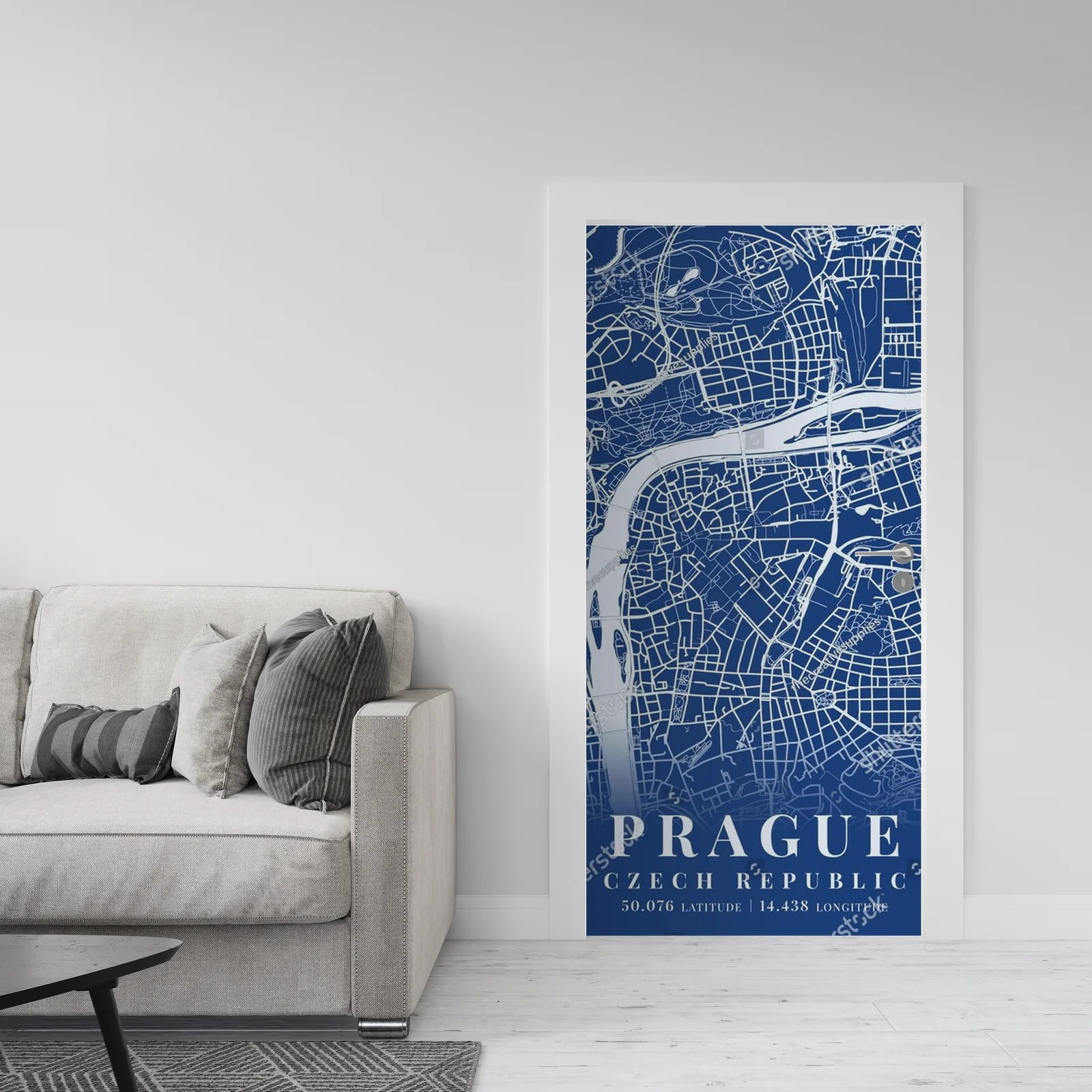 Zachwycająca grafika miasta Praga w odcieniach niebieskiego