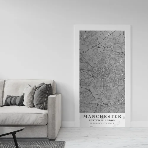 Słoneczna mapa Manchesteru w klasycznej bieli