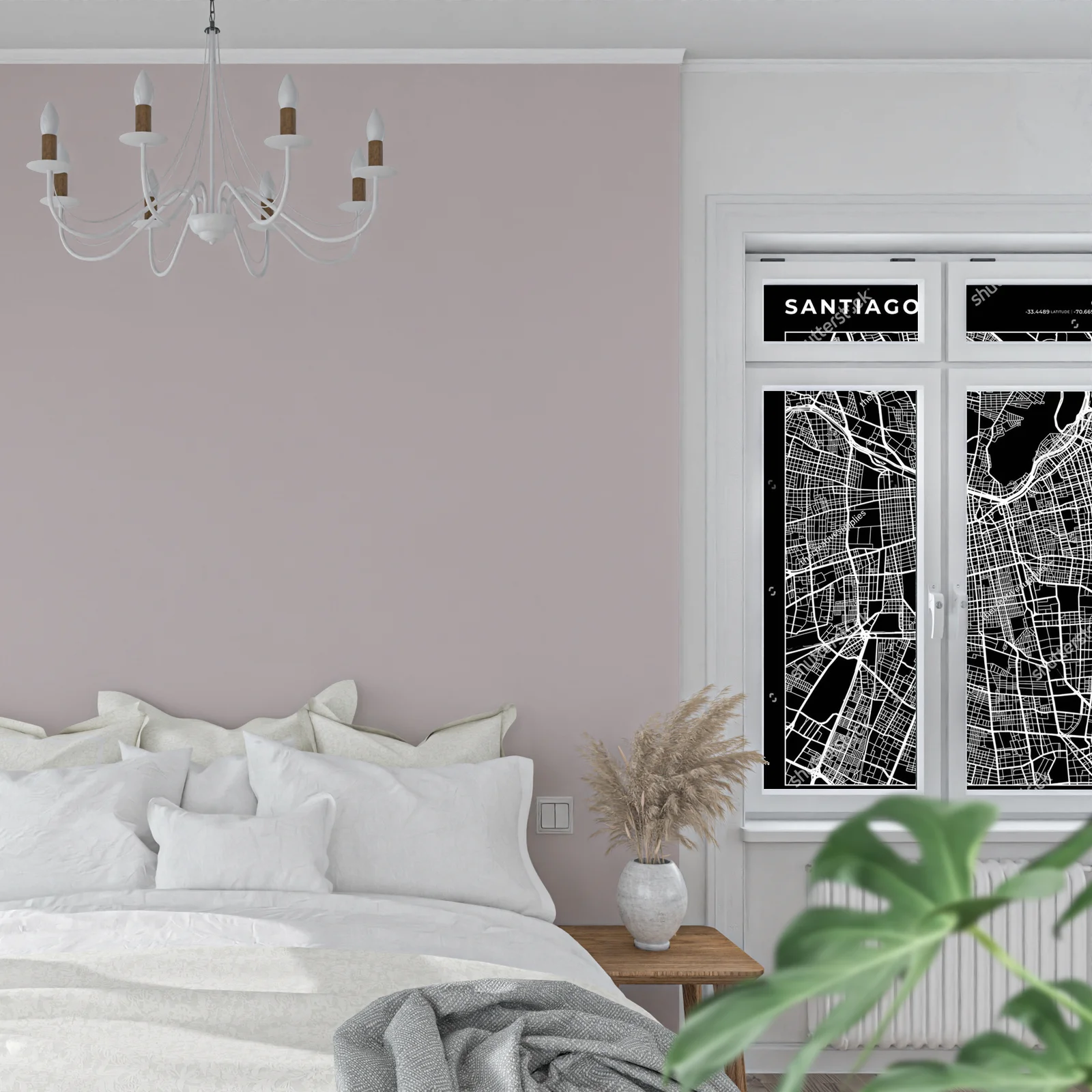 Monochromatyczna mapa Santiago w nowoczesnym stylu