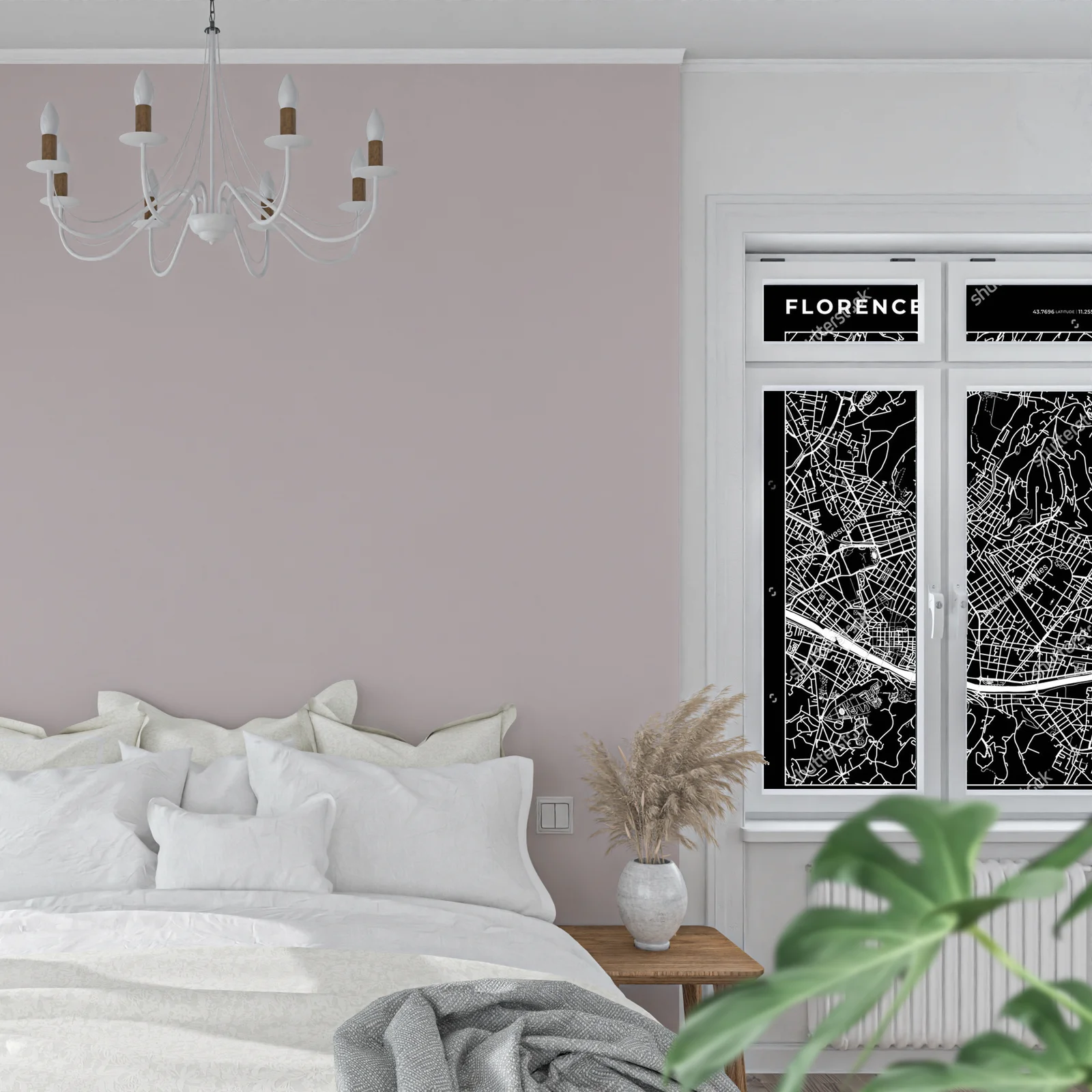 Elegancka mapa Florencji w monochromatycznych barwach