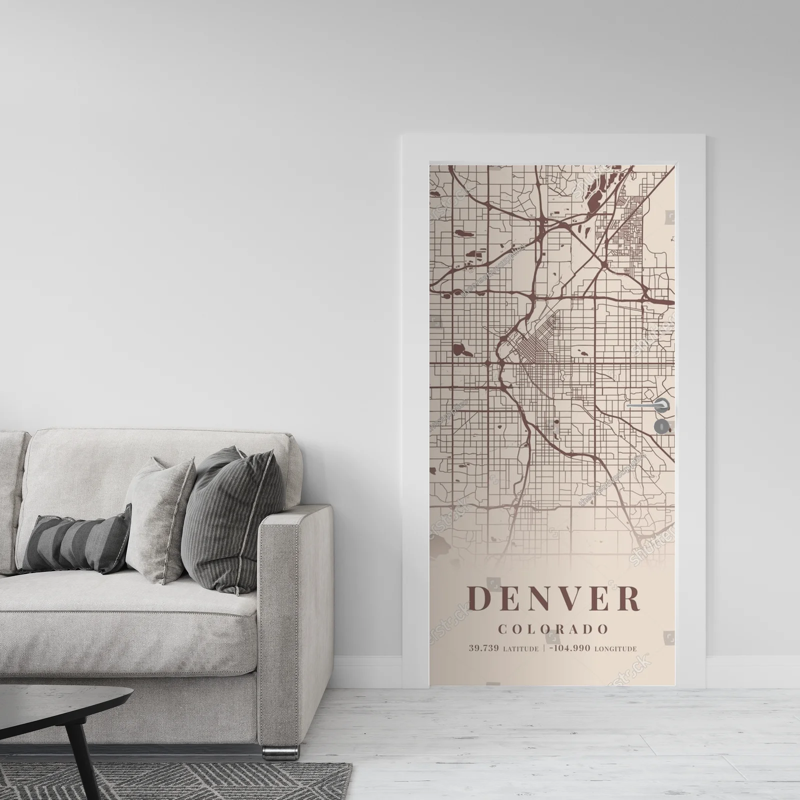 Urokliwa mapa Denver w pastelowej palecie kolorów
