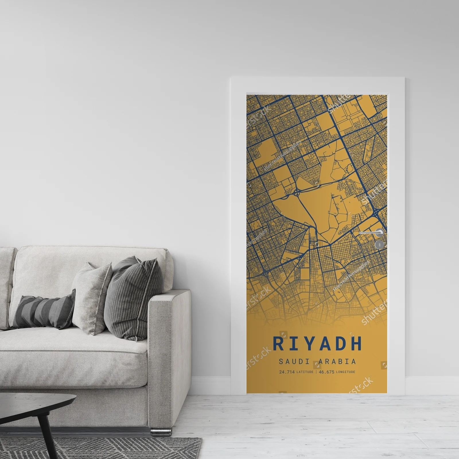 Oszałamiająca mapa Riyadh w pomarańczowych tonach