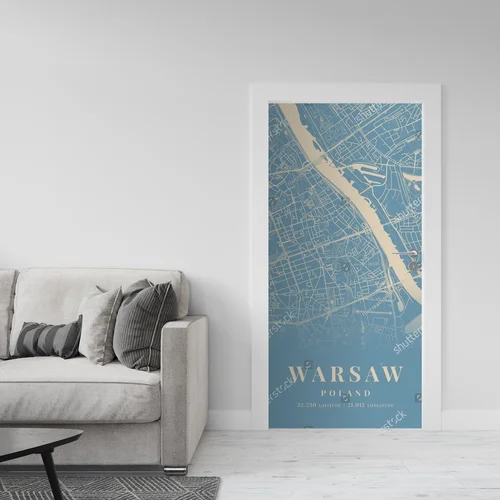 Urokliwa mapa Warszawy w pastelowych tonach