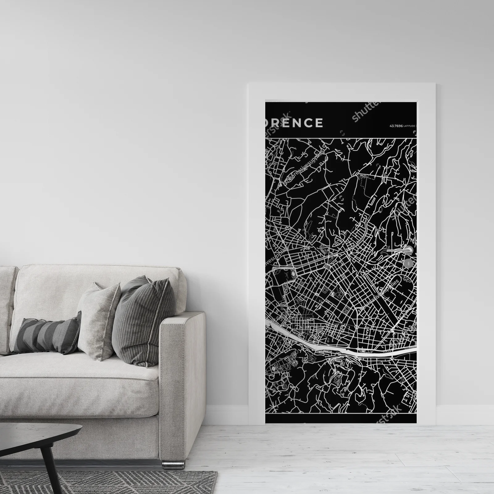 Elegancka mapa Florencji w monochromatycznych barwach