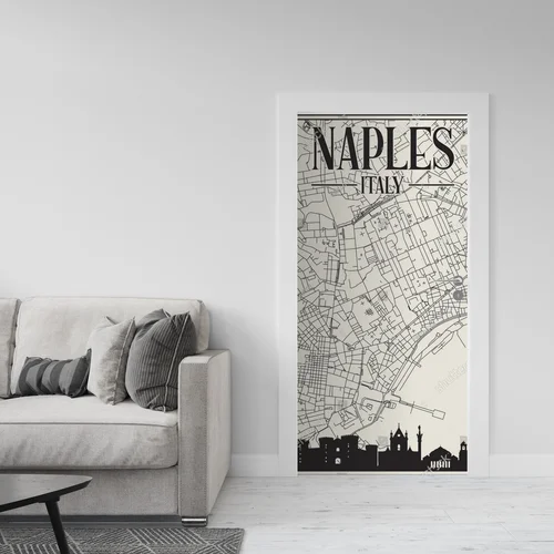 Urokliwa mapa ulic Neapolu w retro stylu
