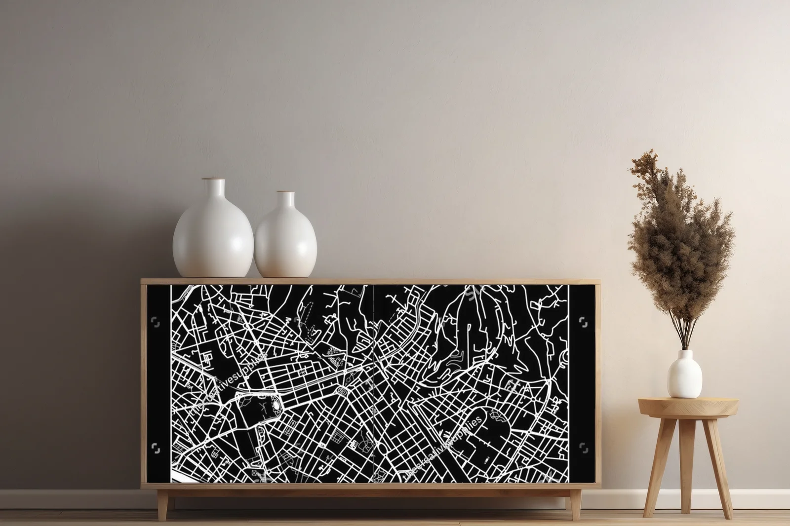 Elegancka mapa Florencji w monochromatycznych barwach
