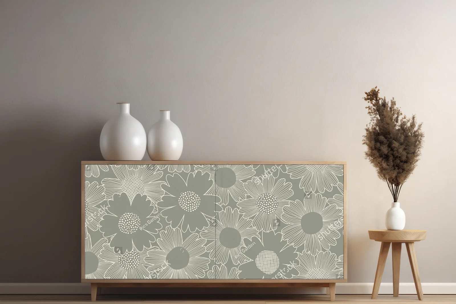 Elegancka kompozycja botaniczna w szaro-zieleni