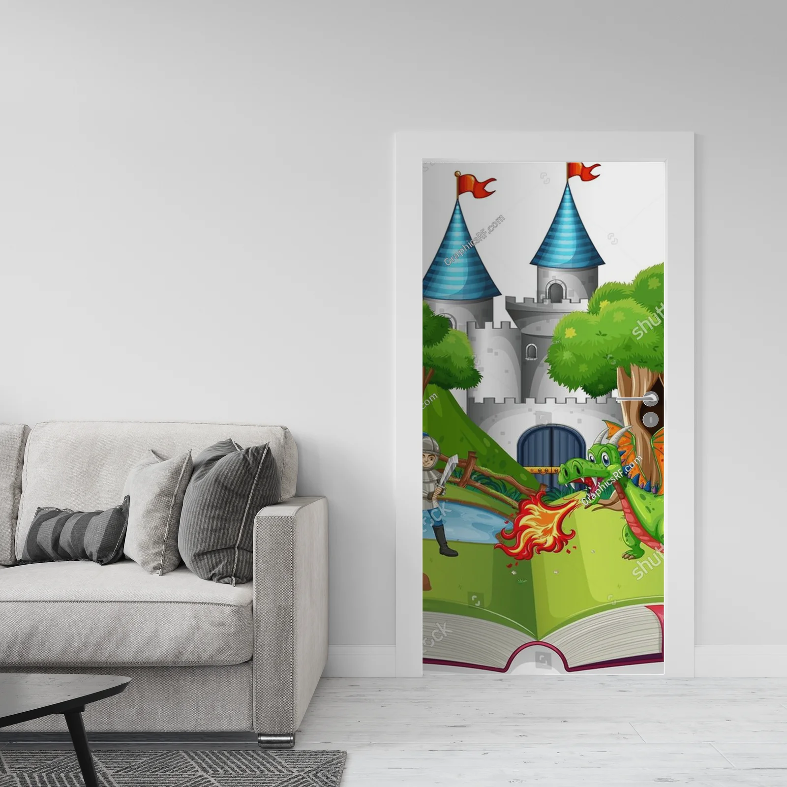 Zamknięte w ilustracji: Walka rycerza z smokiem
