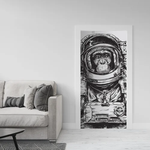 Intrygująca małpa astronauta w kosmicznej aranżacji