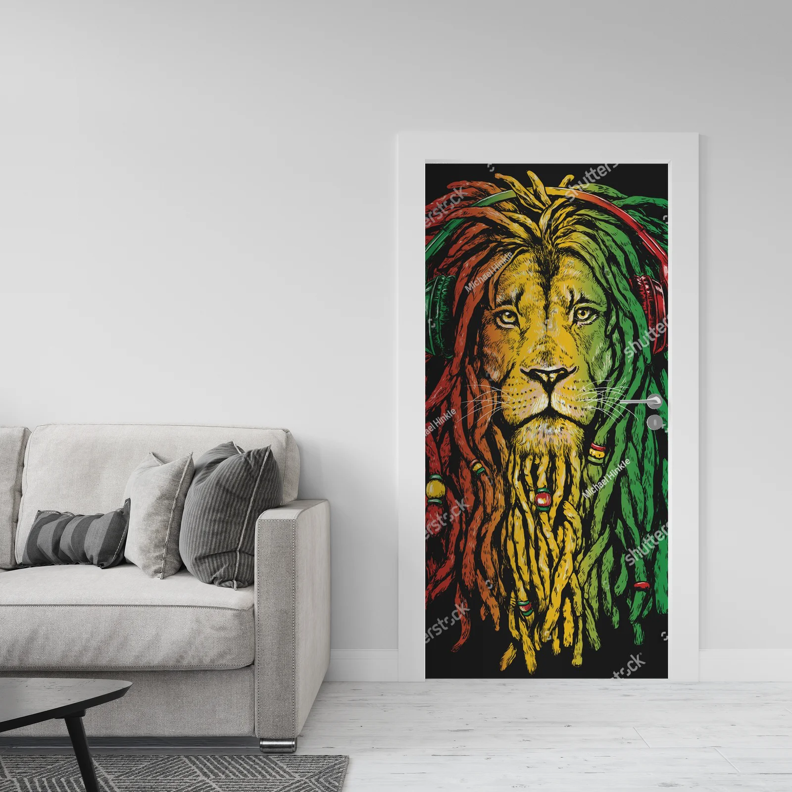 Rastafariański lew na głębokim tle