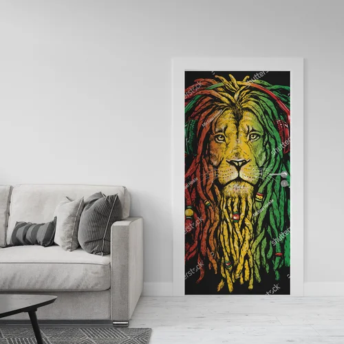 Rastafariański lew na głębokim tle