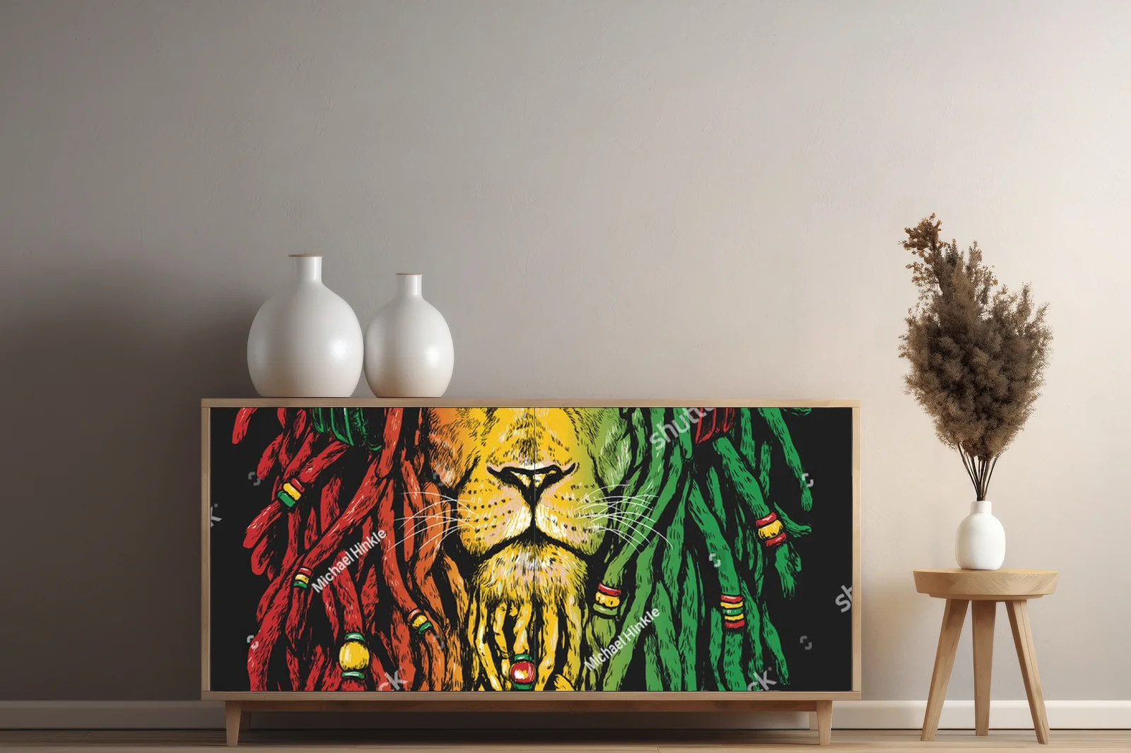 Rastafariański lew na głębokim tle