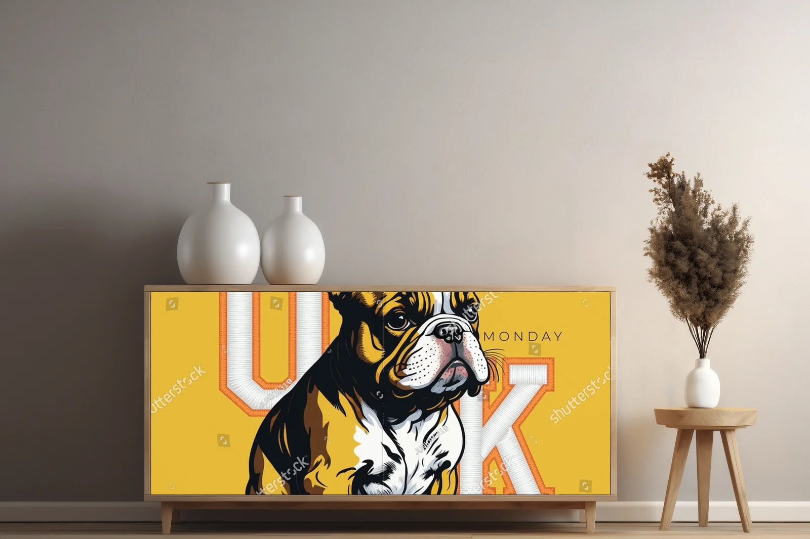 Urokliwy buldog w barwnym stylu