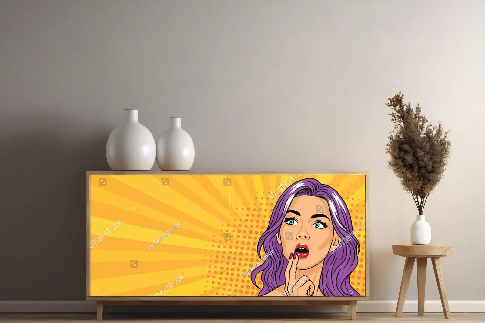 Myśląca piękność w pop-artowej stylistyce