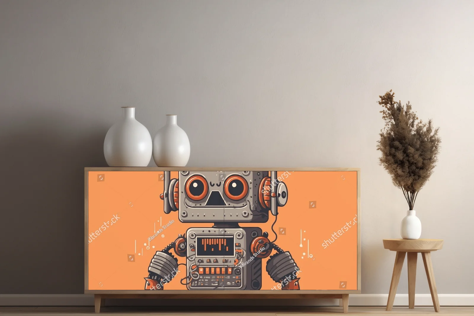 Wesoły robot w miodowych barwach na każdą przestrzeń