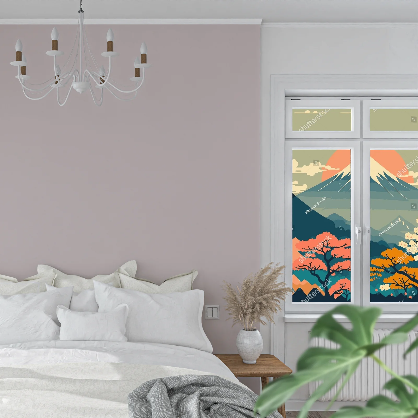 Urokliwe pejzaże gór Japonii w pastelowych odcieniach