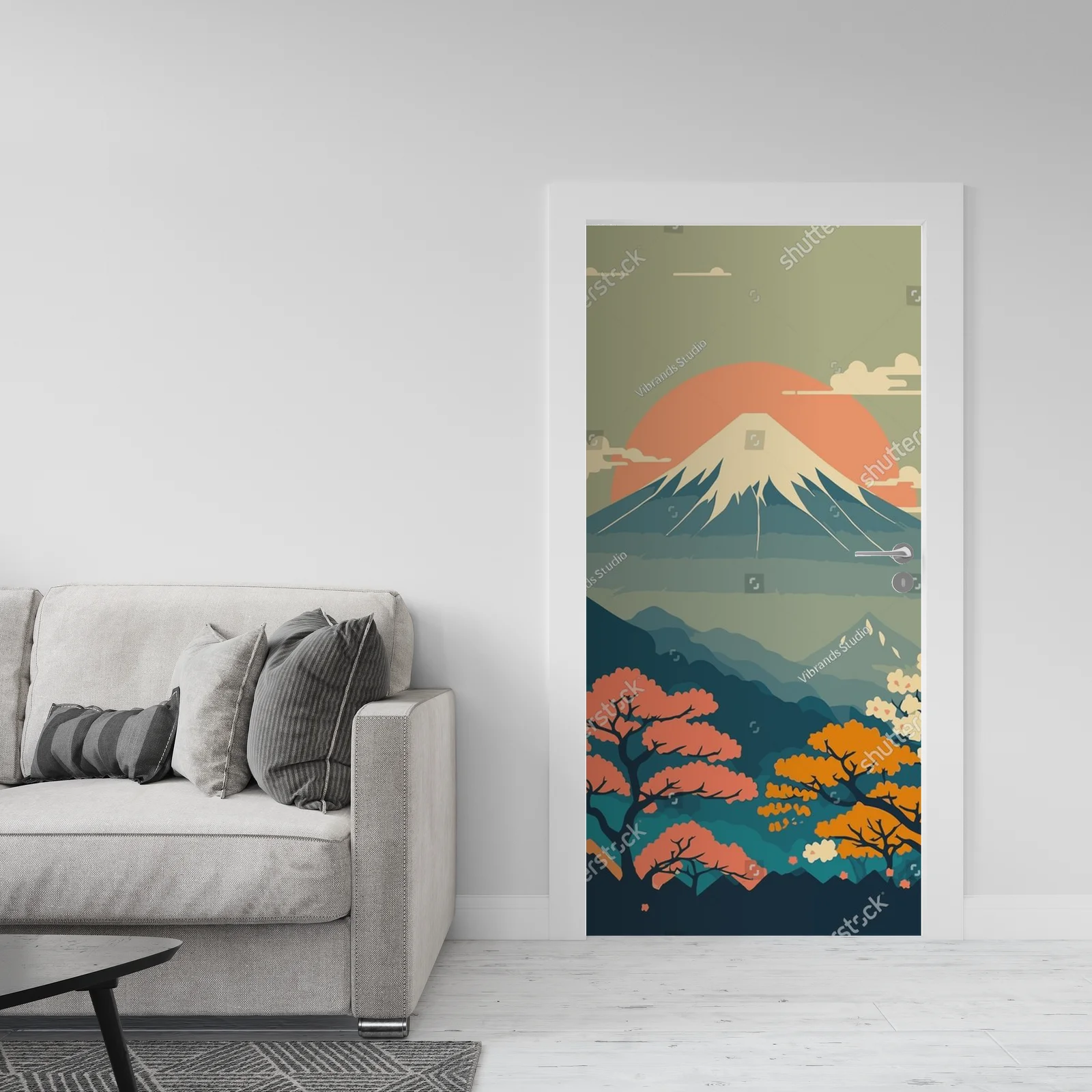 Urokliwe pejzaże gór Japonii w pastelowych odcieniach