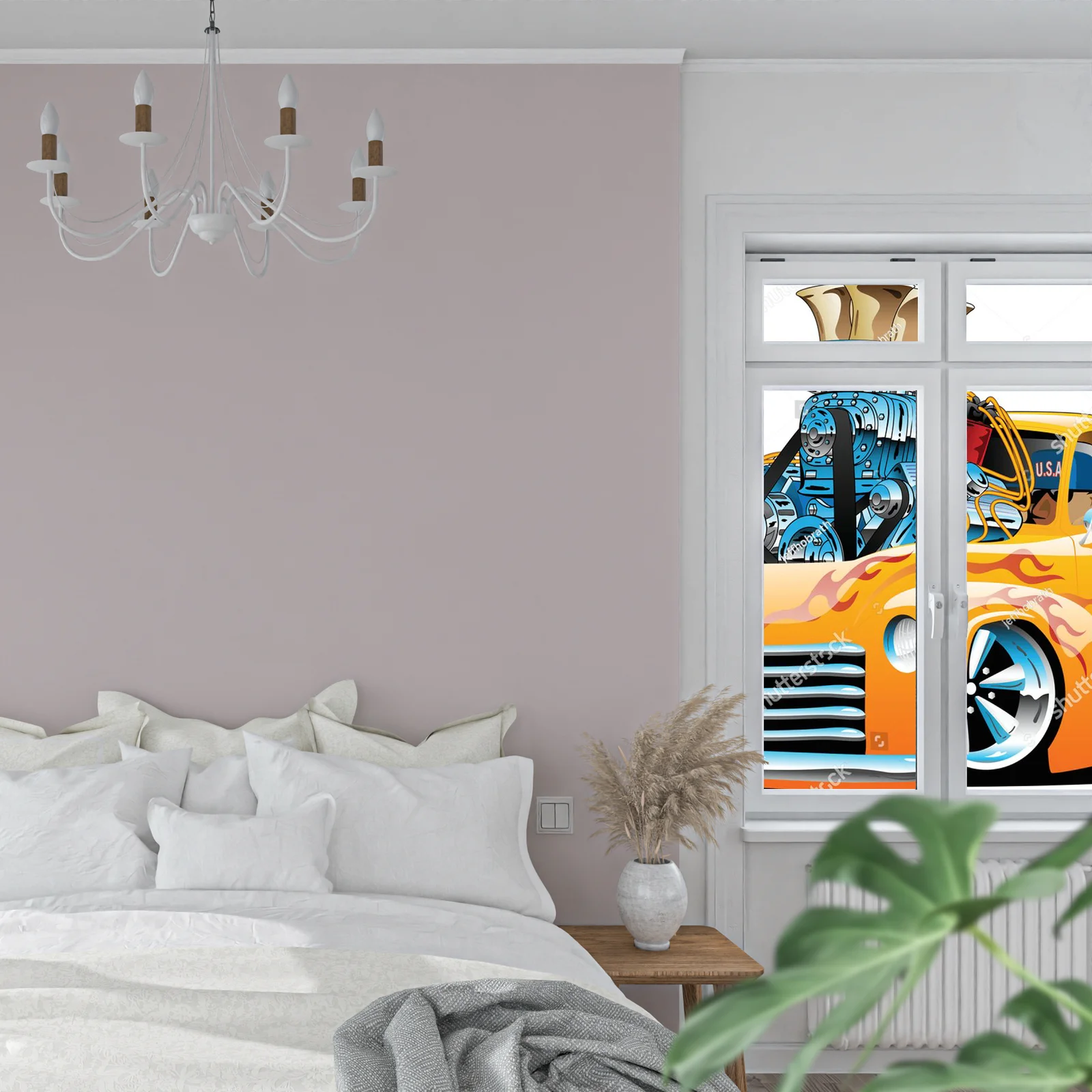 Klasyczny hot rod w ognistych barwach