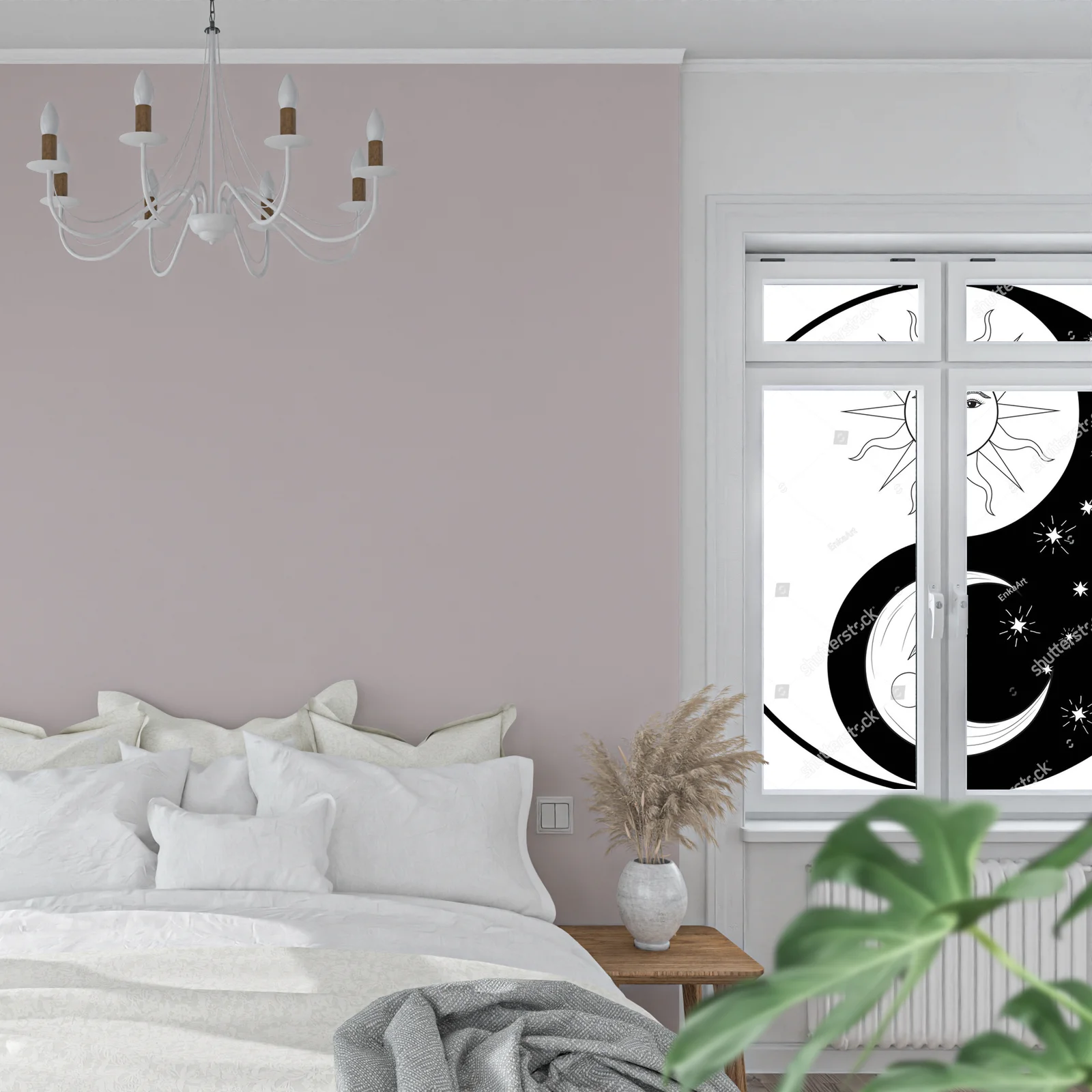Retro motyw yin-yang w świetle słońca i księżyca