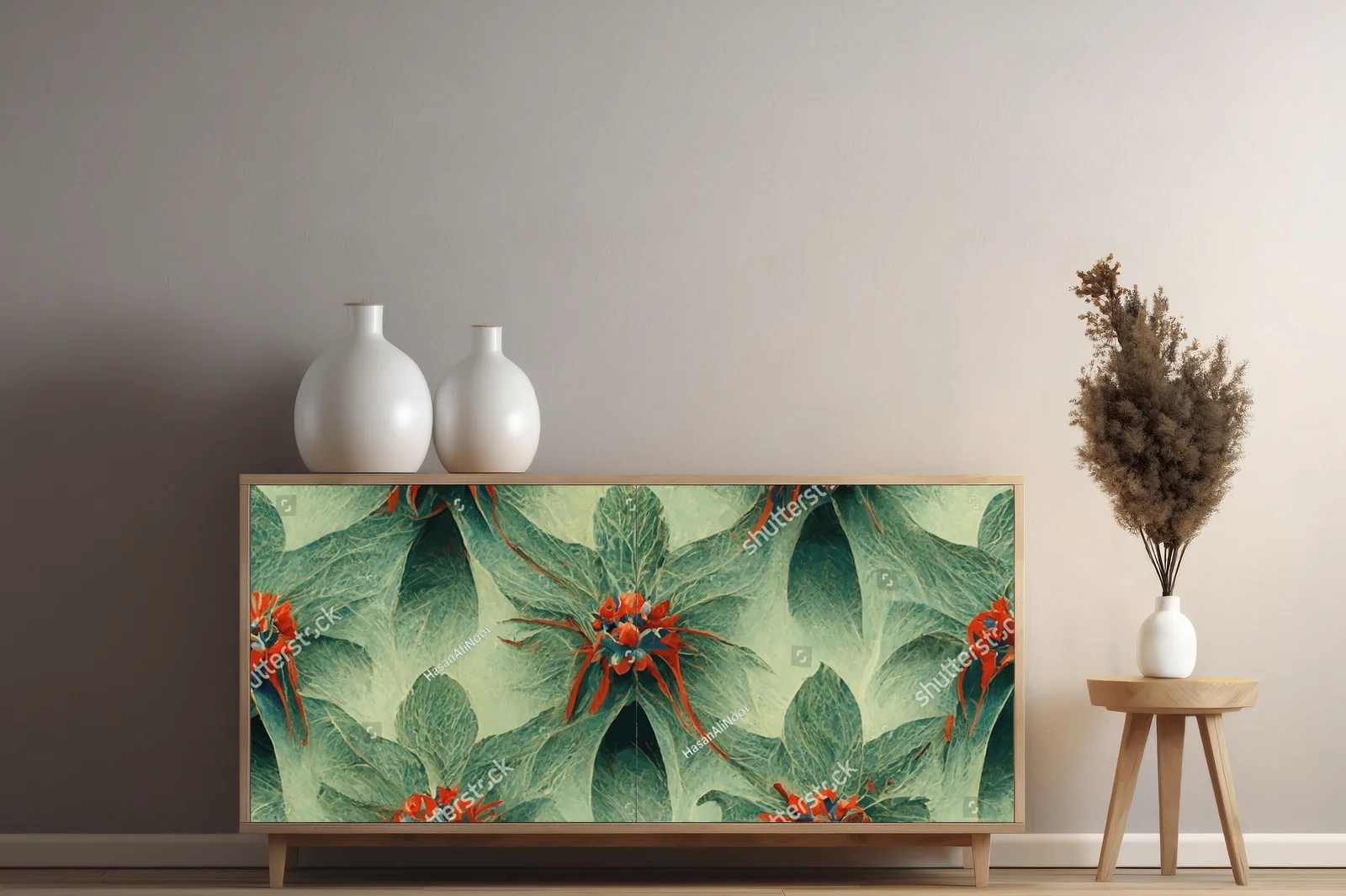 Fantazyjny motyw florystyczny w eleganckiej tonacji