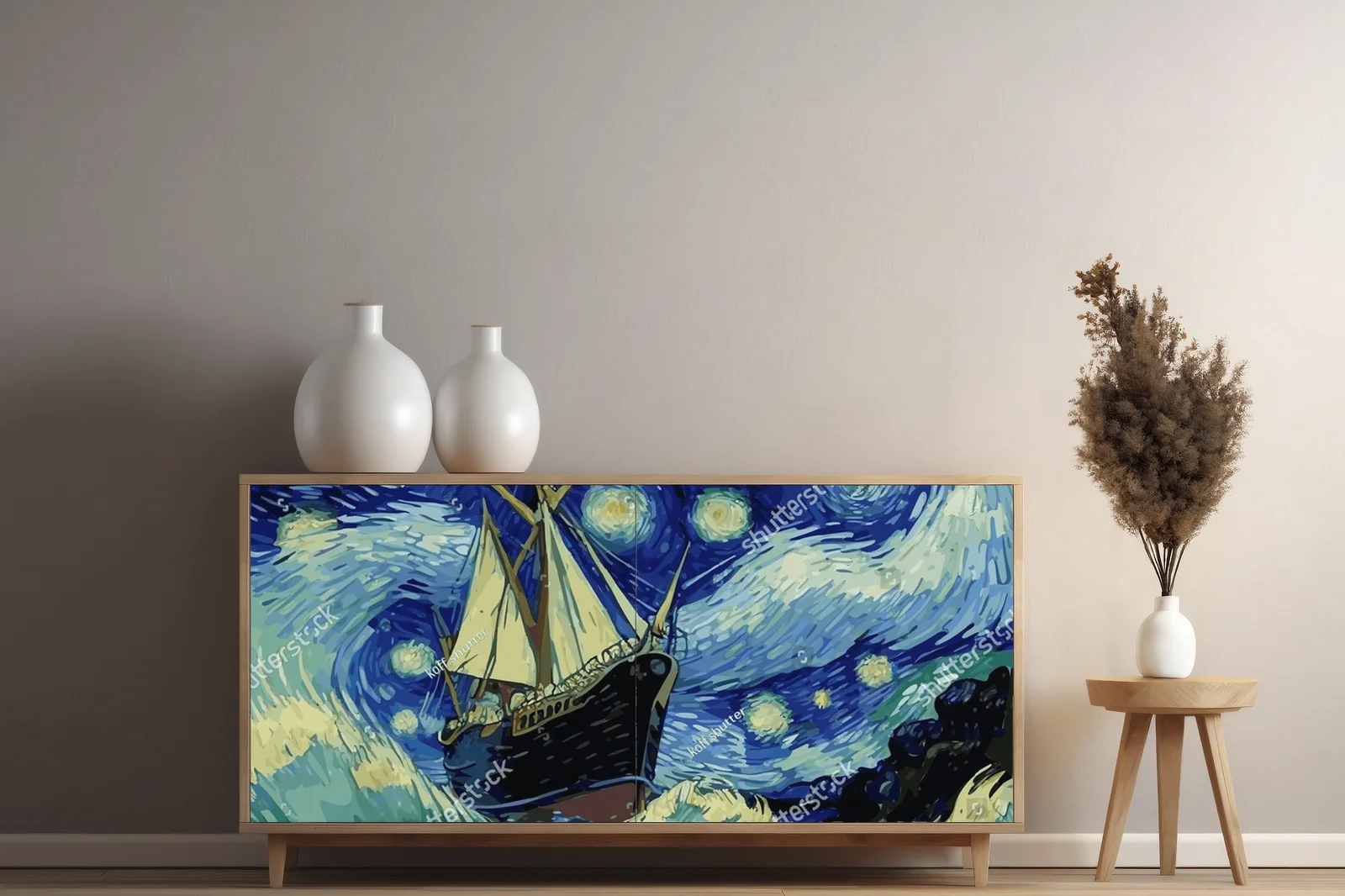 Nocny rejs przez burzę w stylu Van Gogha
