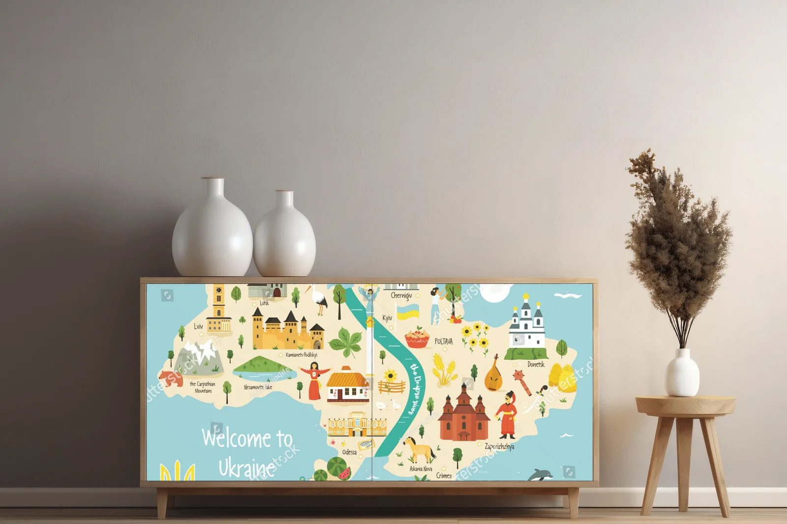 Kolorowa mapa Ukrainy: kraj symboli i tradycji