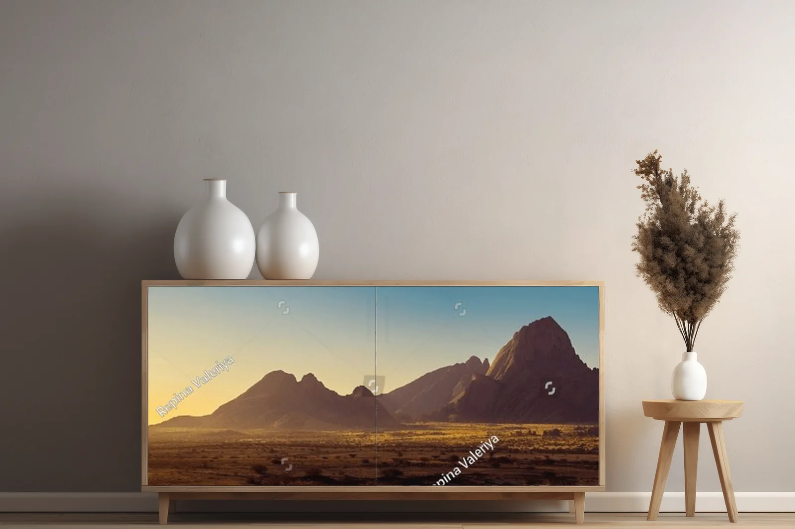 Panoramiczny krajobraz Namibii o wschodzie słońca