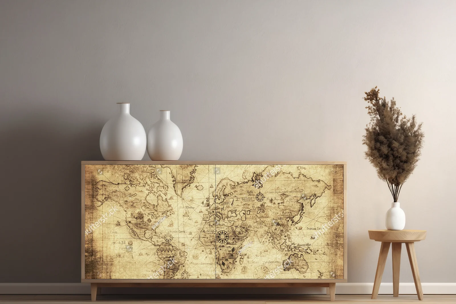 Antyczna mapa świata w nostalgicznych odcieniach
