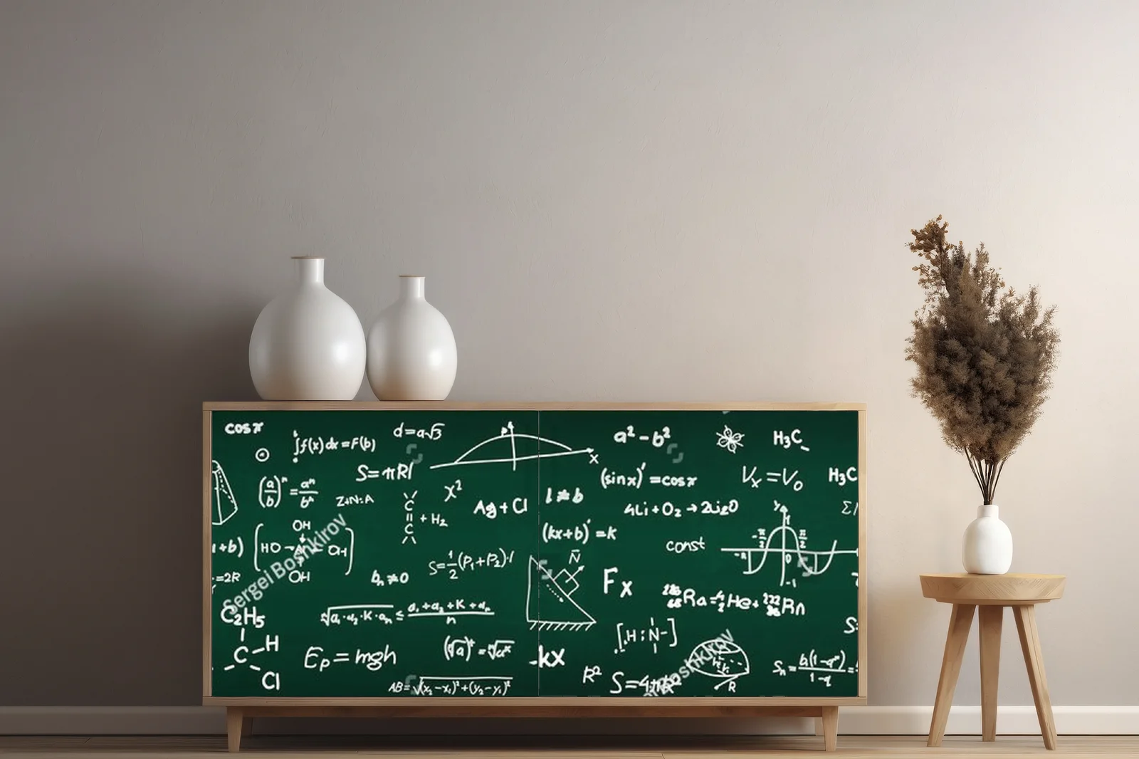 Geometryczne inspiracje na ciemnozielonym tle