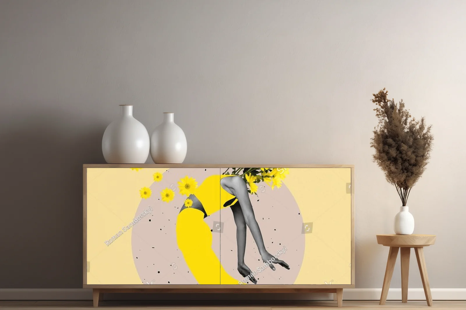 Kwiatowy surrealizm w odcieniach delikatnego żółtego