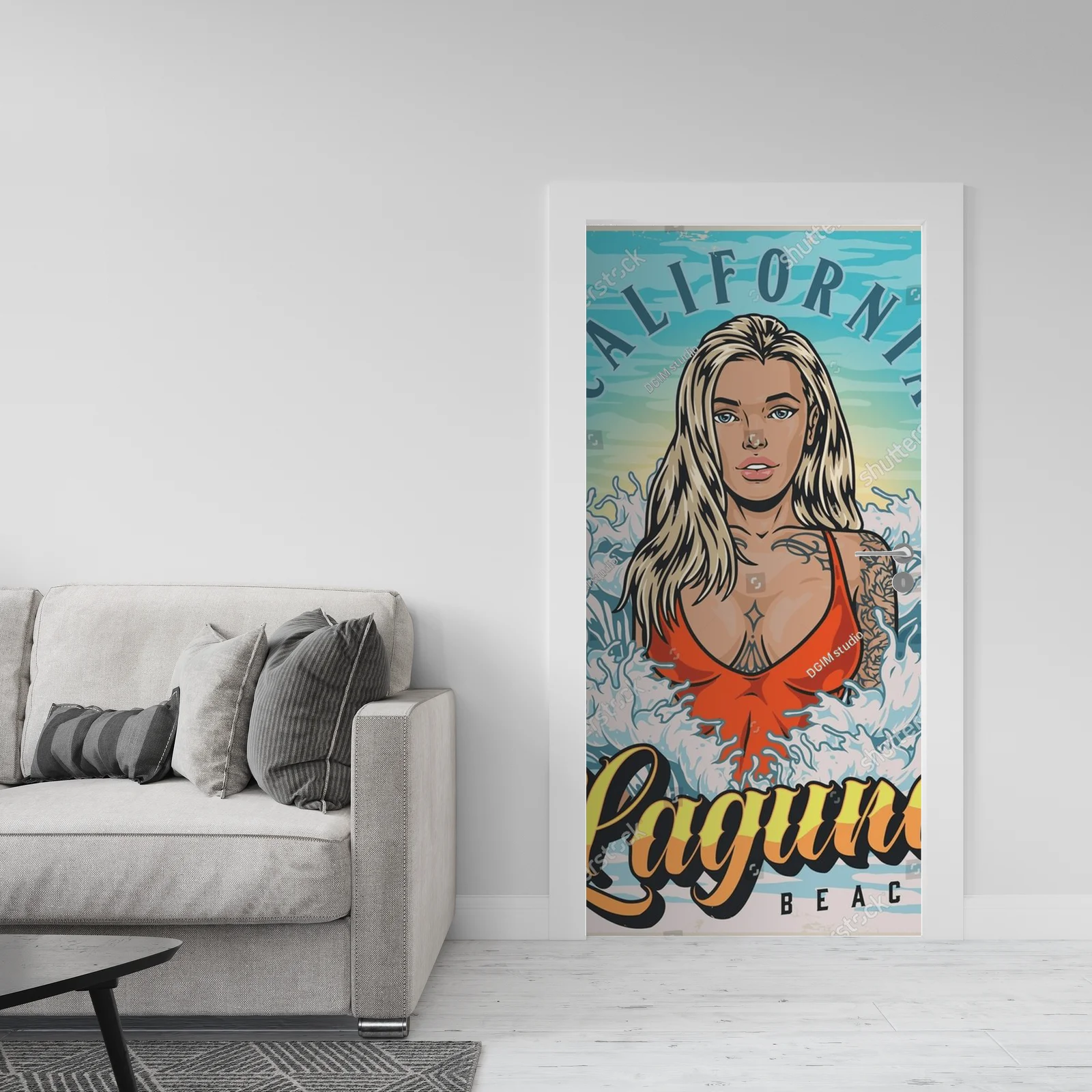 Kolorowy portret letniej dziewczyny nad oceanem
