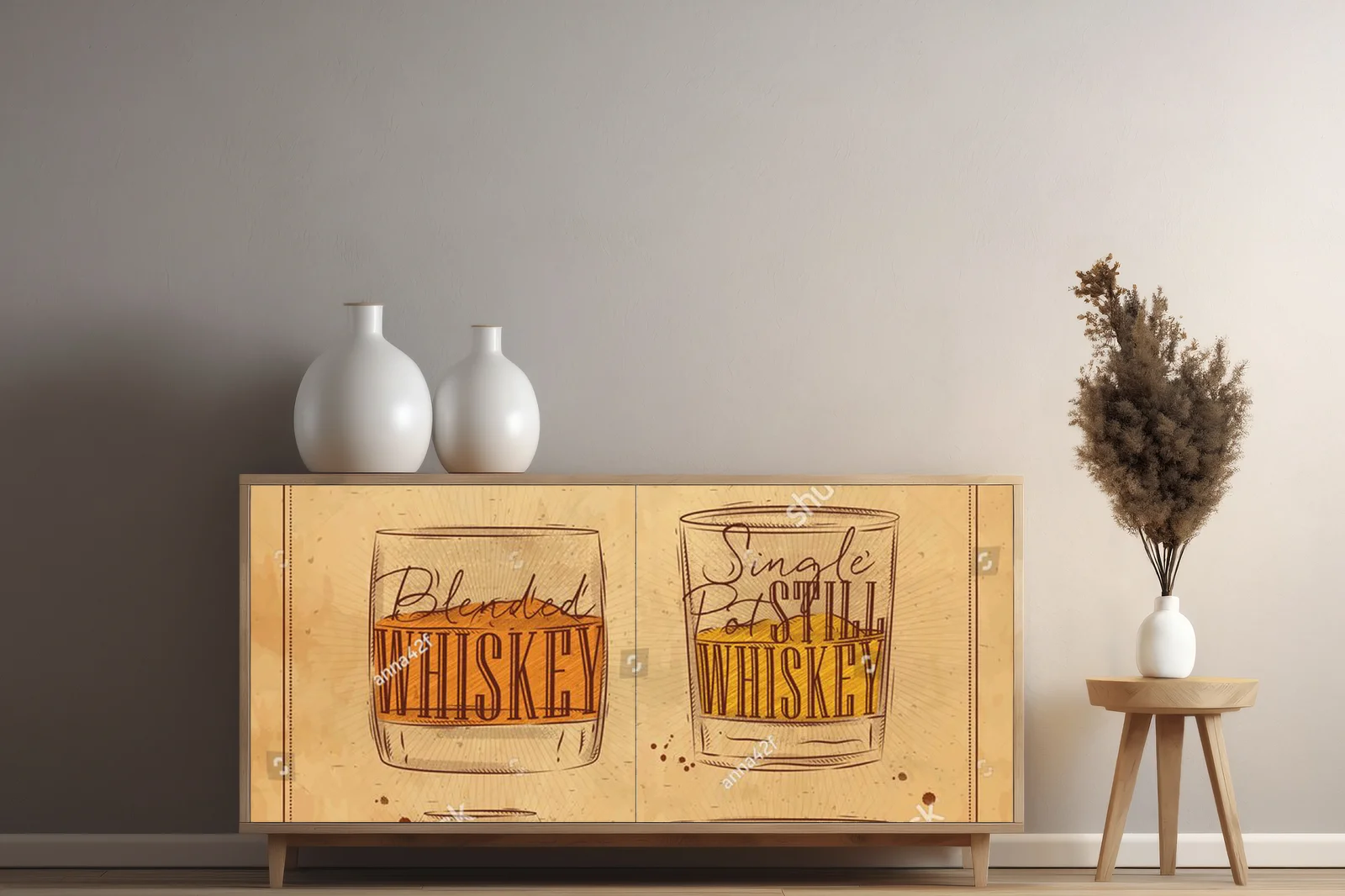 Vintage kompozycja whiskey w odcieniach złota
