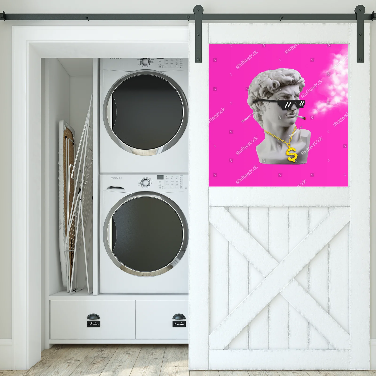Funky stylizacja Davida w pikselowych okularach