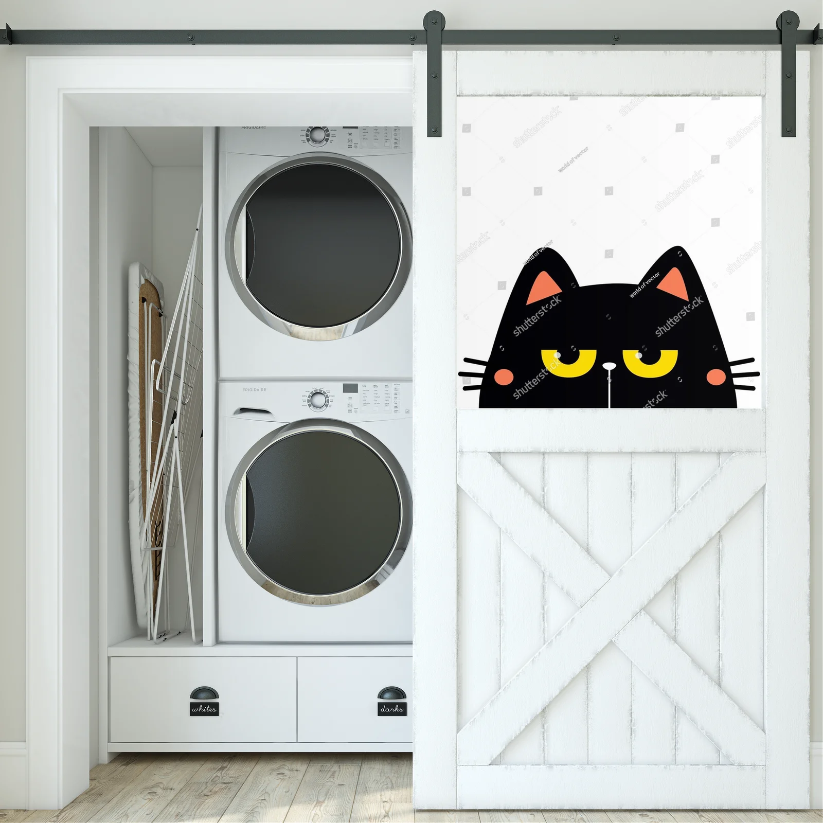 Zabawny kotek z wielkimi oczami w minimalistycznym stylu