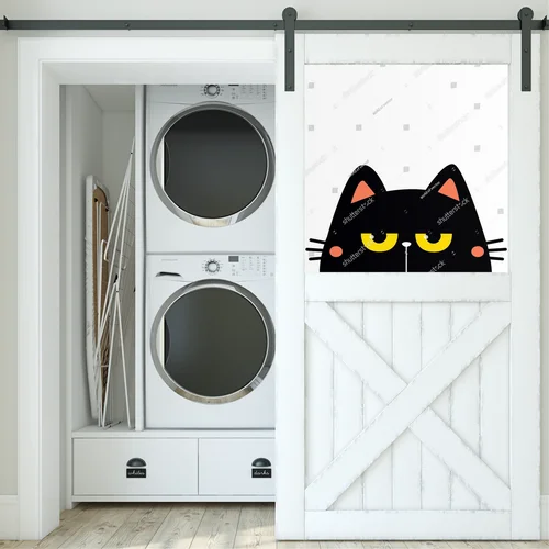 Zabawny kotek z wielkimi oczami w minimalistycznym stylu