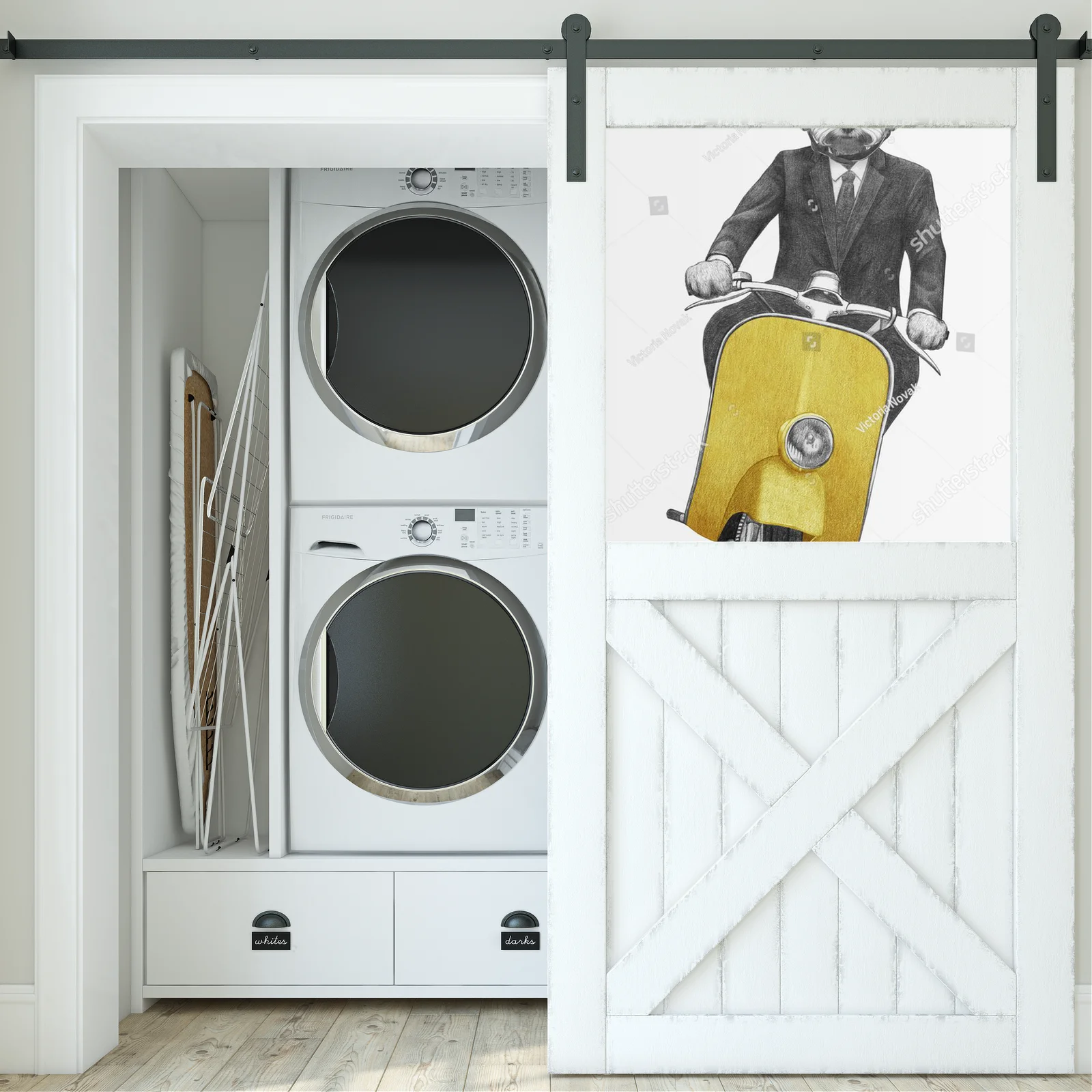 Uroczy maltese poodle na skuterze w retro klimacie