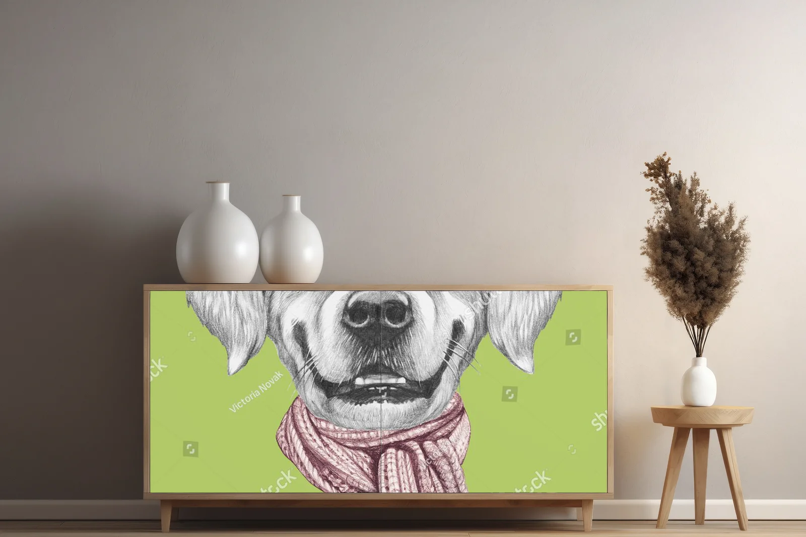 Złoty retriever w modnych okularach i szaliku