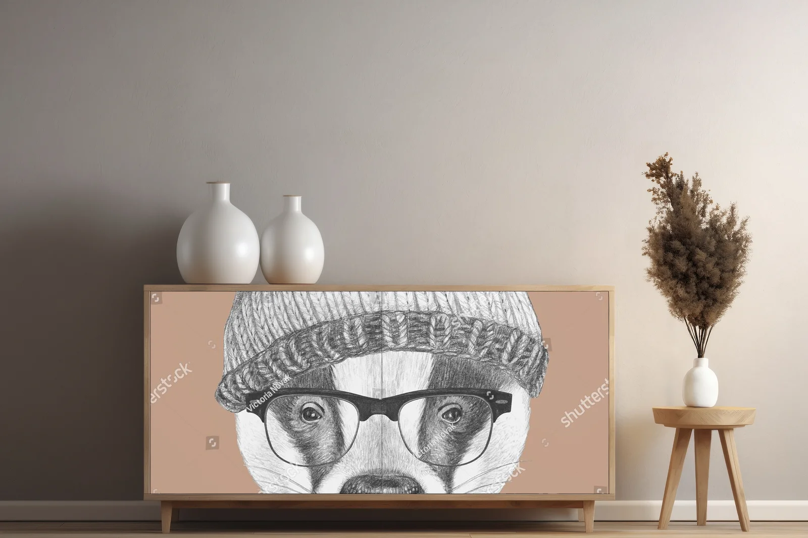 Stylowa ilustracja borsuka w eleganckiej oprawie
