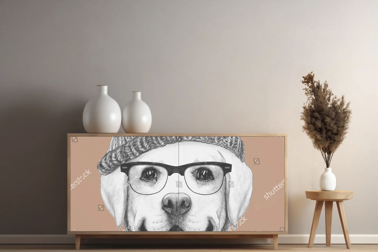 Uroczy portret labradora w hipsterskim stylu