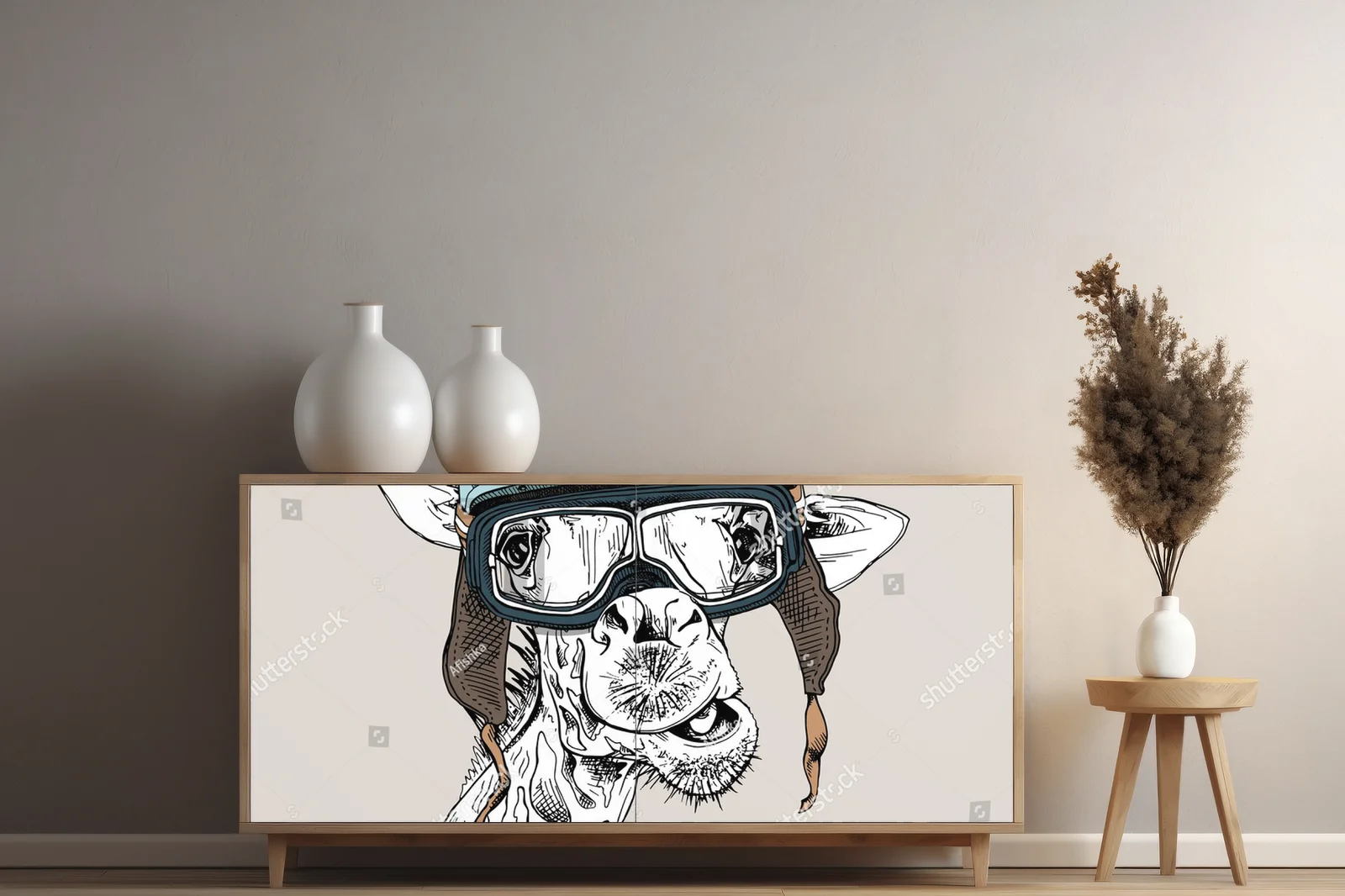 Zabawna żyrafa w retro stylu z okularami