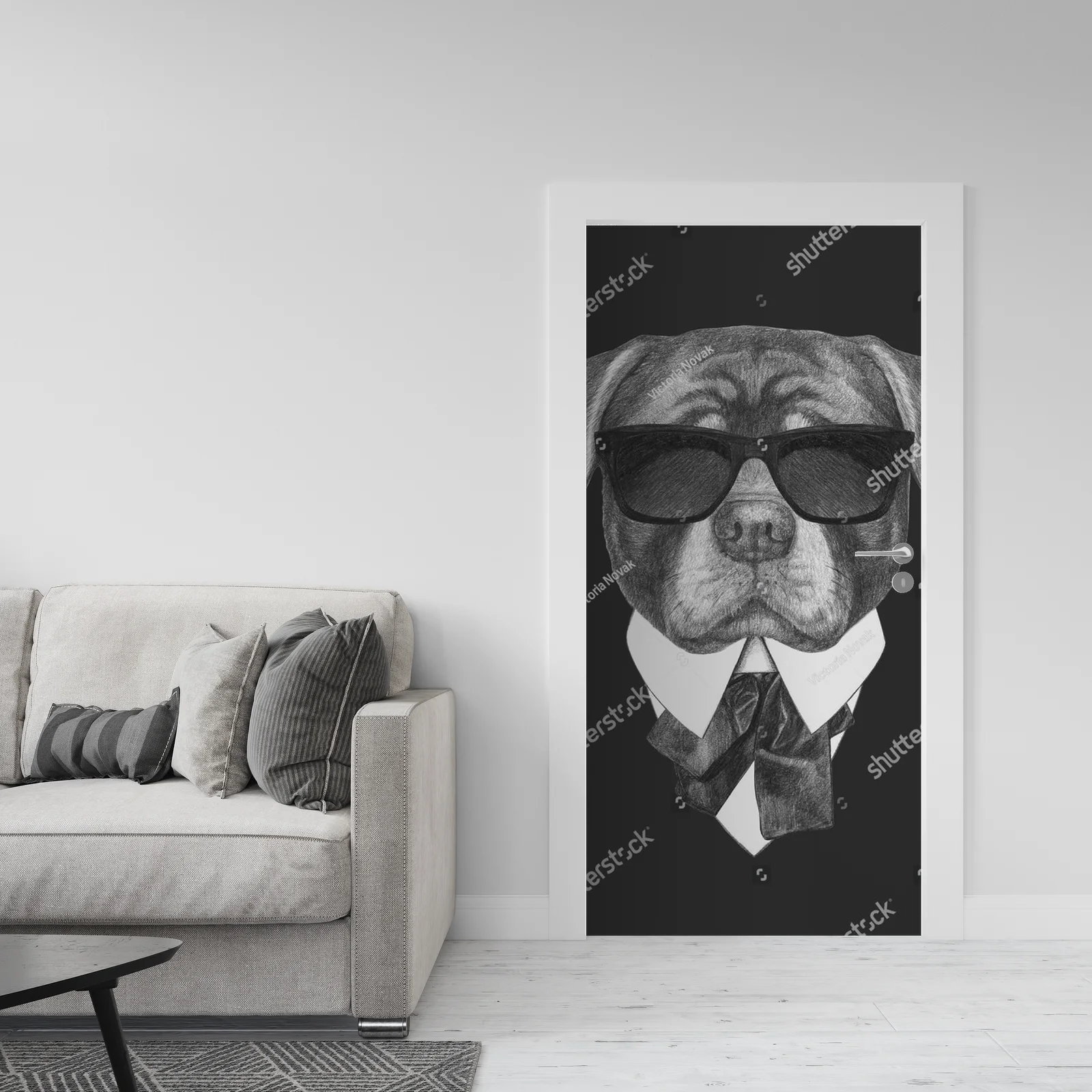 Elegancki Rottweiler w retro stylu