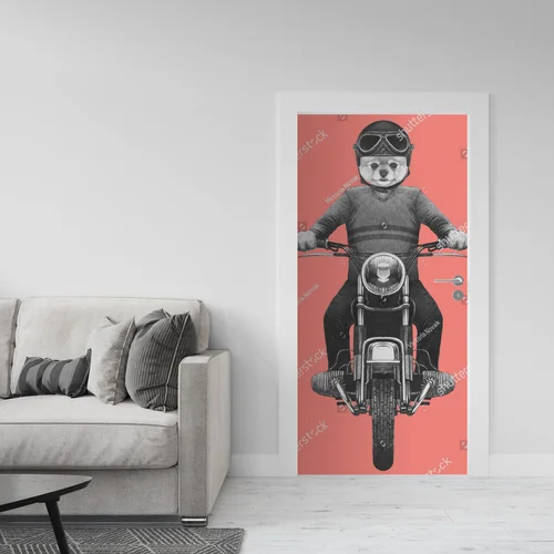 Uroczy Pomeranian na motocyklu w różowej aurze