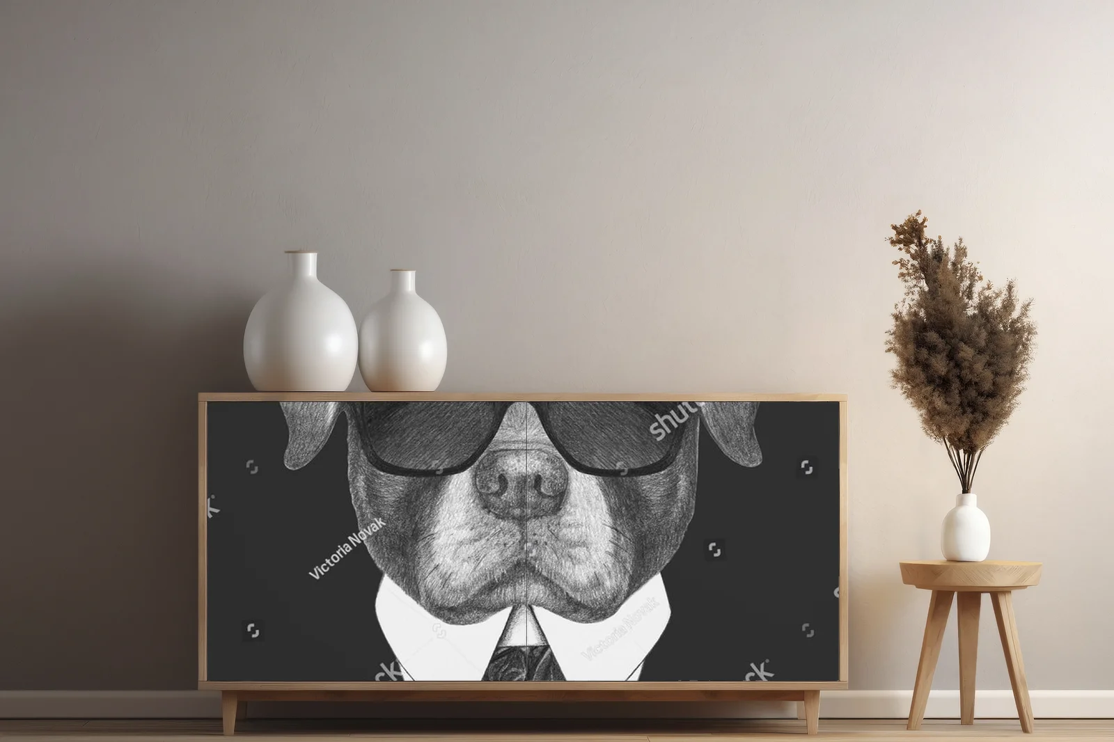Elegancki Rottweiler w retro stylu