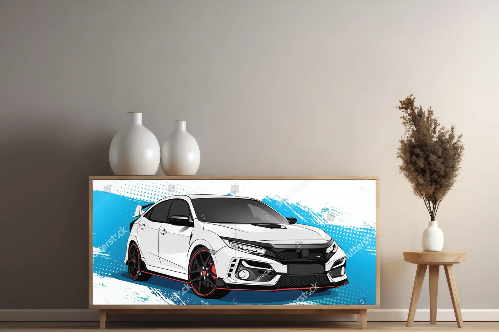 Abstrakcyjny motyw sportowego auta w nowoczesnej estetyce